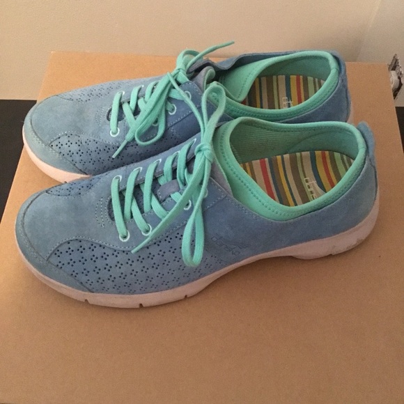 Dansko Women's Suede Leather Shoes Size Blue Green Slip Resist - Picture 4 of 10